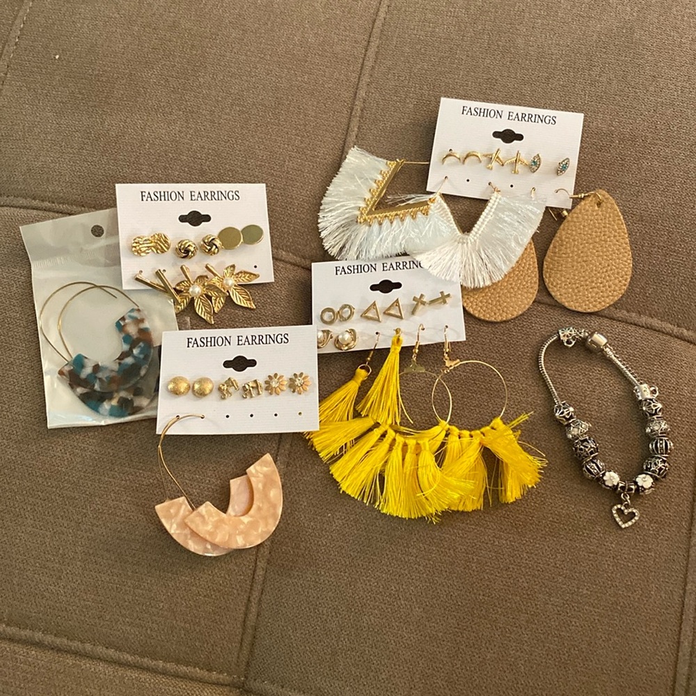 Never Worn Jewelry Bundle - Earrings & Charm Bracelet